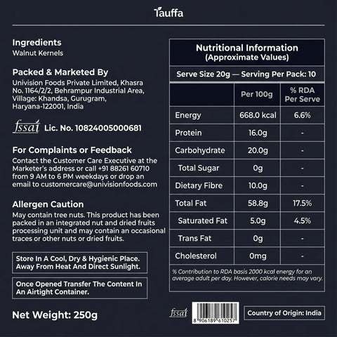 Silver Class Walnut Kernels 250g | Premium Walnuts Without Shell