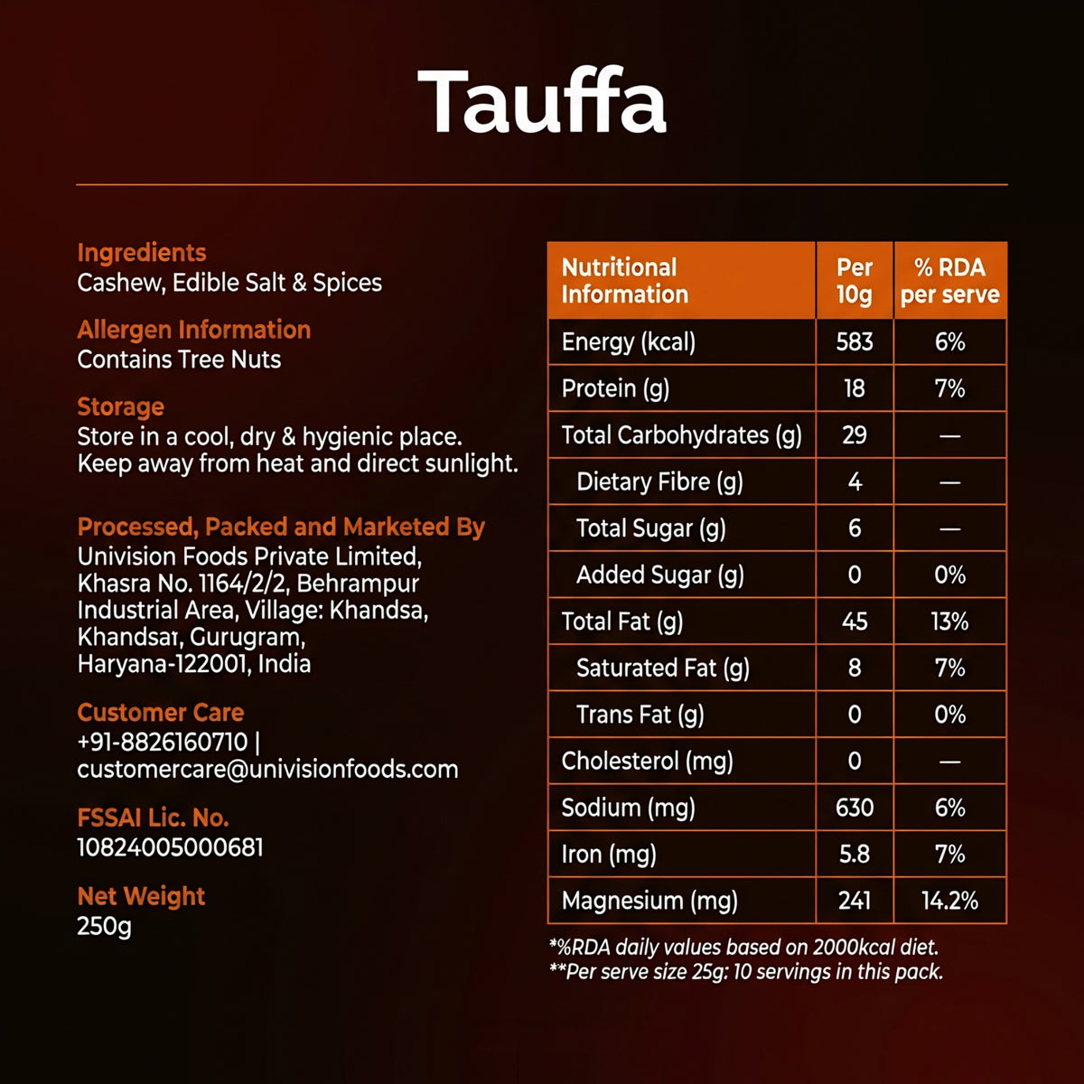 Tauffa Barbeque Cashews 250g | Smoky BBQ Roasted Whole Kaju