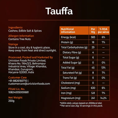Tauffa Barbeque Cashews 250g | Smoky BBQ Roasted Whole Kaju
