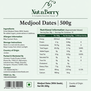 Medjool Dates 500g | Jumbo Size Jordan Khajoor