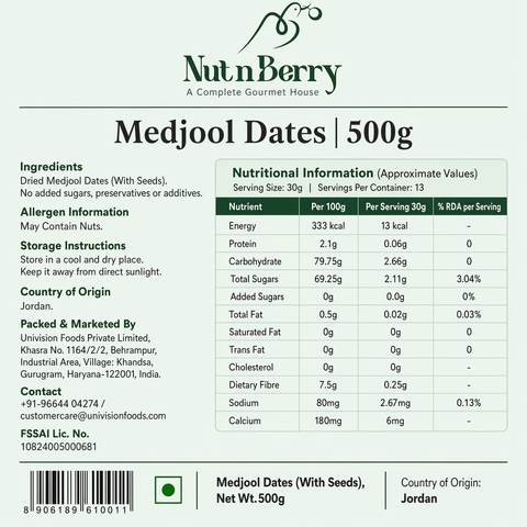 Medjool Dates 500g | Jumbo Size Jordan Khajoor