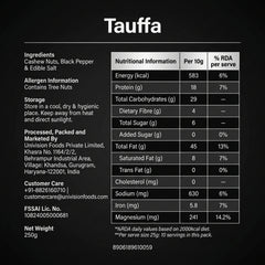 Tauffa Black Pepper Cashews 250g | Roasted Whole Kaju with Kali Mirch | Crunchy Jumbo Kaaju Nuts | No Added Oil | Healthy Snack