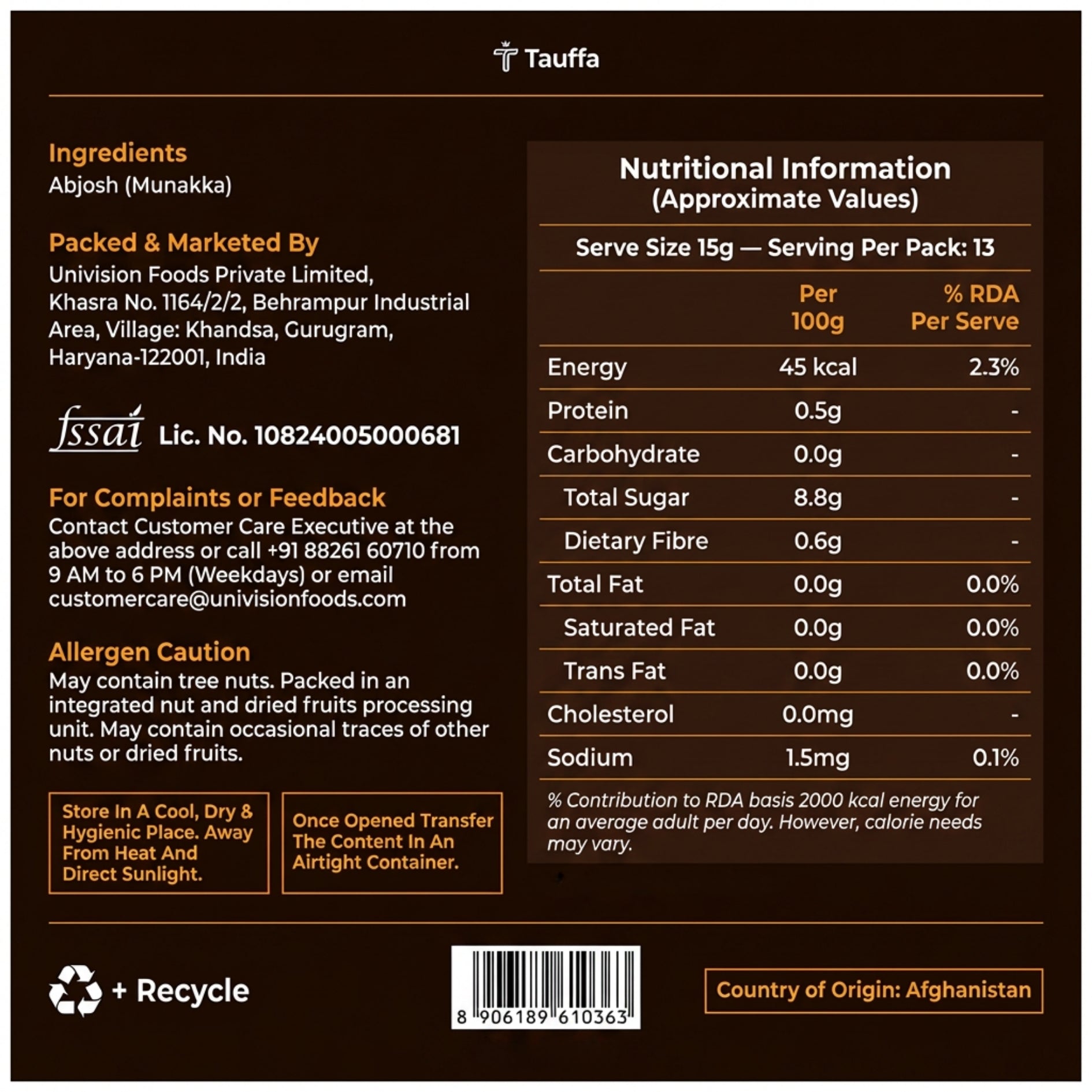 Tauffa Premium Abjosh Munakka 250g | Large Raisins with Seeds | Afghani Kishmish | High in Iron | Naturally Sweet Ayurvedic Dry Fruit | No Added Sugar