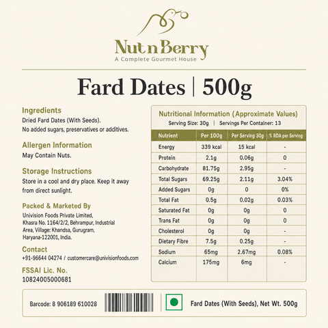 Fard Dates 500g – Premium Khajoor, Rich in Fibre & Potassium
